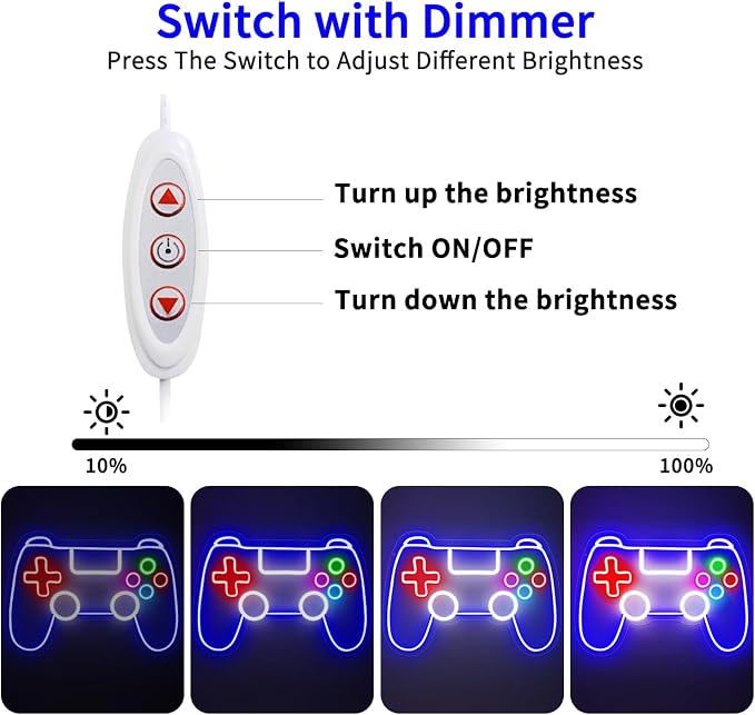 Gaming Neon Sign, led Neon Signs Dimmable by USB powered - Image 2
