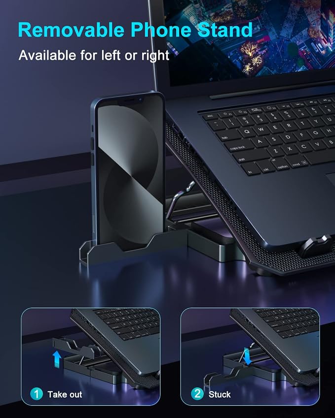 KeiBn Laptop Cooling Pad, Gaming Laptop Cooler 2 Fans for 10-15.6 Inch Laptops, 5 Height Stands, 2 USB Ports (S039) - Image 5