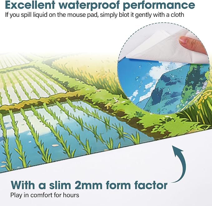 Desk Mat 31.5x15.7 Inch for Office - Extra Large Mouse Pad, Lake | Protects Desk from Scratches and Spills, Non Slip with Stitched Edges - Image 5