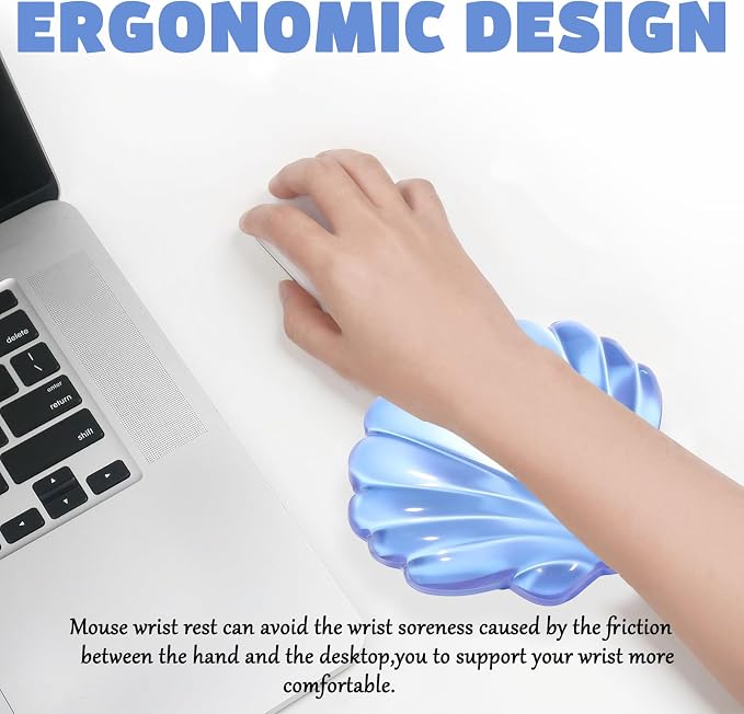 Gel Wrist Rest for Keyboard and Mouse Transparent Blue Shell Keyboard Wrist Rest Set Ergonomic Cute Clear Cool Ocean Beach Mouse Wrist Pad Silicone Non-Slip Support for Computer Gaming Home Office - Image 6