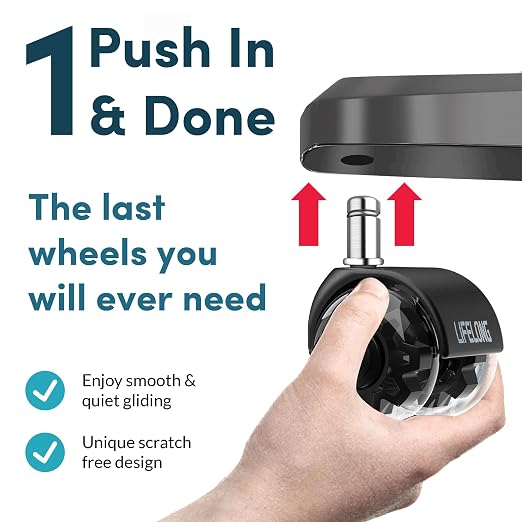 Lifelong Dual Office Chair Wheels Replacement, Heavy Duty, 5-Pack Fits 98% | 2 Inch Original Rubber Caster, Desk Wheels, Smooth & Quiet, Safe for Hardwood Floors & Carpet, Replace Office Chair Mats - Image 5
