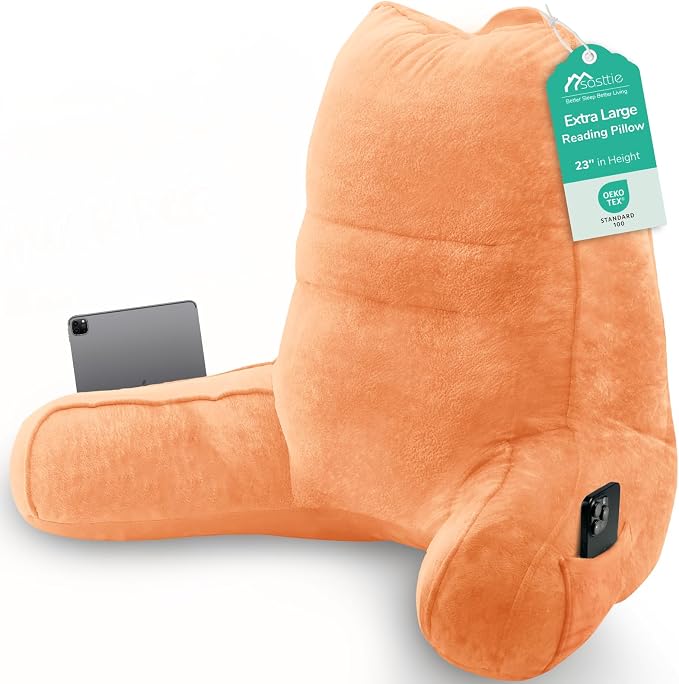 Sasttie Reading Pillow for Bed, Back Pillow for Sitting Up, Orange by SASTTIE