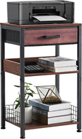Lerliuo Printer Stand with Storage, 3-Tier Printer Table, Walnut by Lerliuo