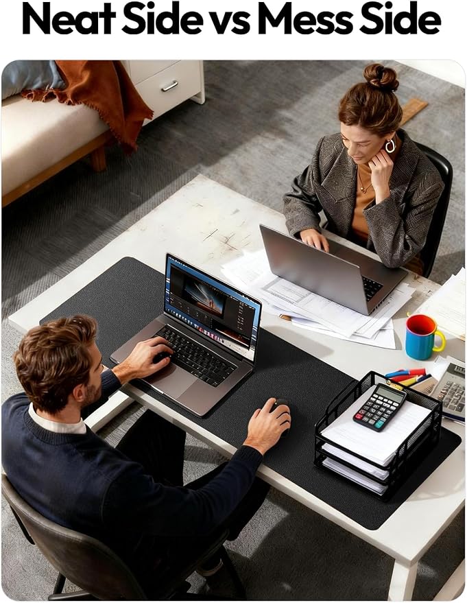 YSAGi Leather Desk Protector, Office Mat, Large Mouse Mat, Non-Slip PU Leather Blotter, Laptop Desk Mat, Waterproof Writing Pad for Office and Home (Black, 31.5" x 15.8") - Image 6