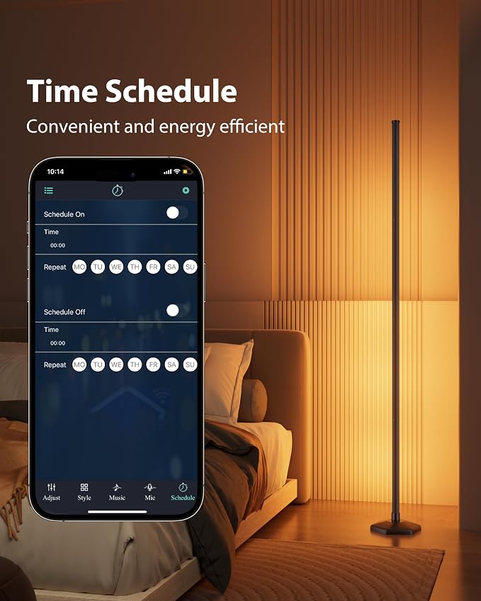 Corner Floor Lamp, 65" RGB Color Changing Mood Light with Remote Control, Dimmable LED Corner Lamp with Music Sync, Modern Floor Lamp for Living Room Gaming Room - Image 8