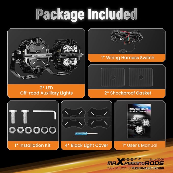 maXpeedingrods 5" 178W LED Offroad Lights with Amber White DRL Side Shooter - Image 9