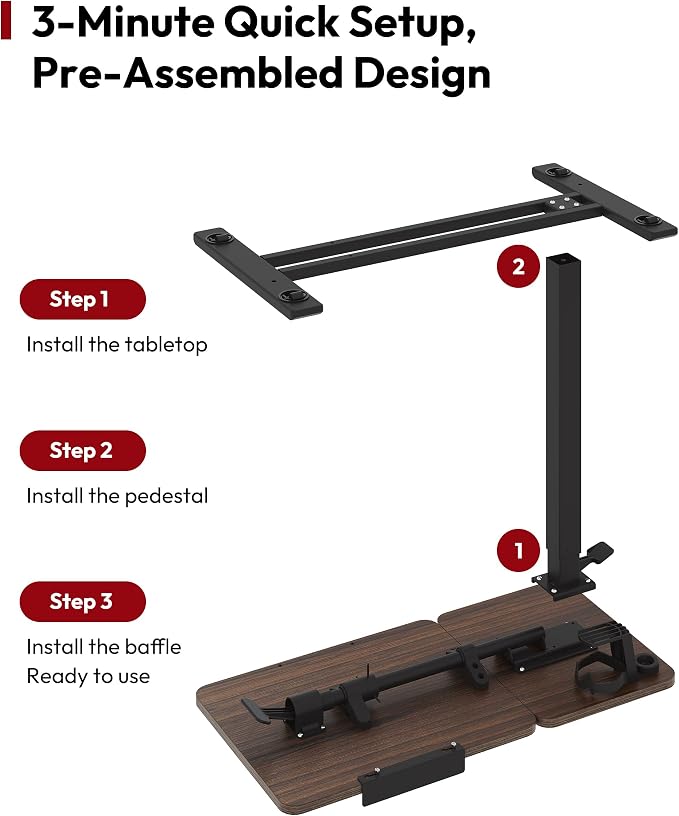 SANODESK 32''Overbed Table Gas Spring Lifting with Wheels&Tilting Desktop - Image 7