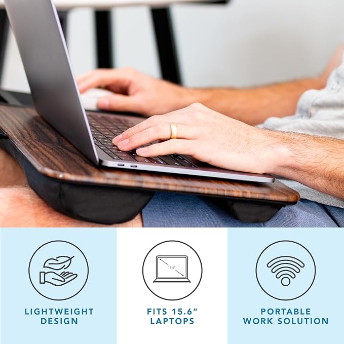 LAPGEAR Home Office Lap Desk – Dark Espresso Woodgrain, Fits 15.6” Laptops - Image 2