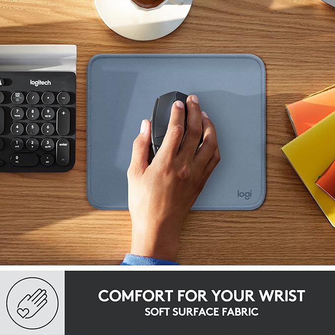 Logitech Studio Series Small Mouse Pad, Anti-Slip 9x8 Inches, Blue Grey | Anti-slip rubber base, easy gliding surface, durable materials, portable design, for computers - Image 6