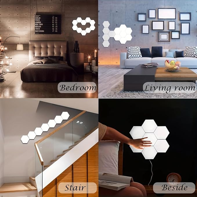 YXQUA Hexagon Wall Light Panels, Touch Control, White, 6 Pack - Image 7