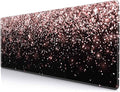 IMAYONDIA Gaming Mouse Pad, Large Non-Slip Rubber Base Mousepad with Stitched Edges, Keyboard Mouse Mat Desk Pad for Work, Game, Office, 31.5x11.8 Inch - Rose Gold Black Glitter Luxury by IMAYONDIA