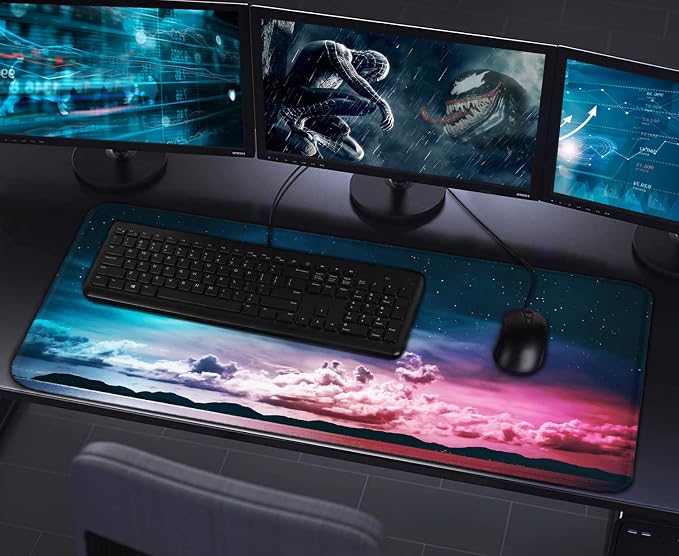 Large Mouse Pad, Gaming Mousepad, 31.5x15.7x0.12 in Extended Mouse Mat Non-Slip Spill-Resistant Desk Pad with Special-Textured Surface, Anti-Fray Stitched Edges for Esports Pros/Office/Home - Image 7