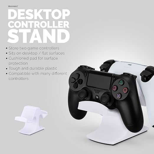 Dual Game Controller Desktop Holder Stand - Universal Design for Xbox ONE, PS5, PS4, PC, Steelseries, Steam & More, Reduce Clutter UGDS-03 (White) - Image 3