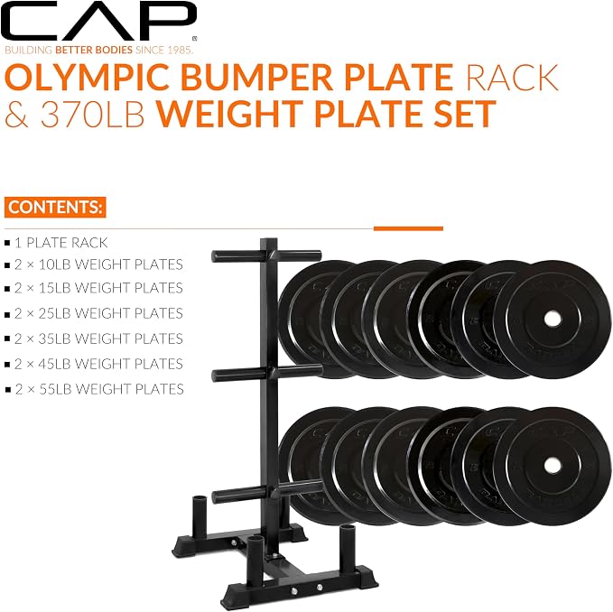 CAP 2-inch Olympic Bumper Plate Weight Set | 100-370 lbs | Multiple Colors | Storage Rack Optional - Image 2