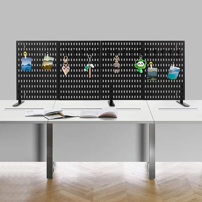 Desk Pegboard, Plastic Privacy Divider & Desk Partition Panel, Office Accessory Organizer No-Drill Mounted Pegboard for Home, Office, Gaming (Black, Freestanding) - Image 2