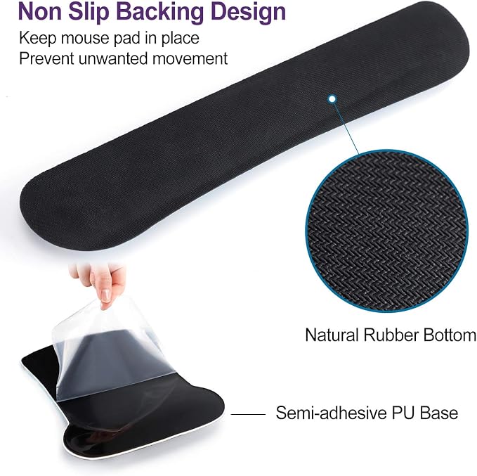 ToLuLu Keyboard Mouse Pad Wrist Rest Set, Gel Ergonomic Mouse Pads Wrist Support for Computer Laptop Home Office, Mousepad Keyboard Wrist Support Memory Foam for Easy Typing Pain Relief, Cat Princess - Image 7