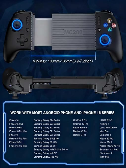 Wireless Mobile Gaming Controller, Phone Controller for iPhone/Android, Hall Joystick/Trigger, Bluetooth Handheld Gaming Controller with Programmable, No Dead Zone, Adjustable Light/Turbo, for Xbox Cloud, Steam Link - Image 7