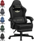 GTPLAYER Big and Tall Gaming Chair Fabric with Pocket Spring Cushion, High Back Ergonomic Computer Chair with Footrest for Adults Lumbar Support Swivel Game Chair for Office Gaming 350LBS, Black by GTPLAYER