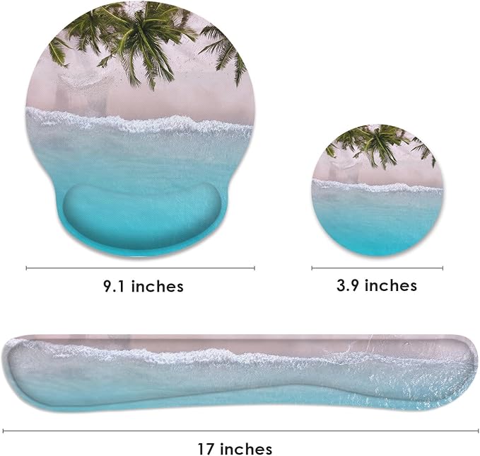 Britimes Ergonomic Mouse Pad Set with Wrist Rest, Ocean Blue - Image 2