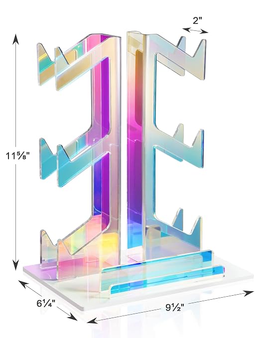 NiHome Iridescent Acrylic 3-Tier Game Controller Holder Headset Stand for PS5 Xbox ONE, Universal Game Controller Organizer Stand Anti-Slip Stable Gaming Accessories Stand (White Base) - Image 7