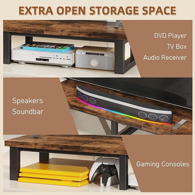YAOHUOO 45" Large TV Riser for 32-60 inch TV, TV Riser Stand Shelf,Brown - Image 5