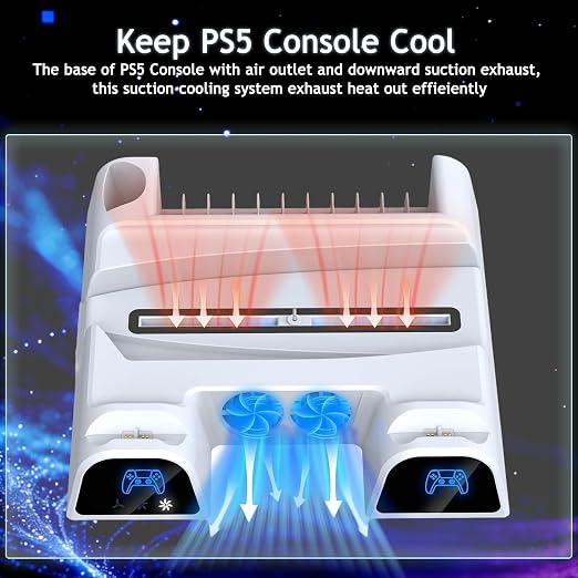 SOTY PS5 Cooling Station for Slim/Pro, Cooling Fan, Controller Charger - Image 6