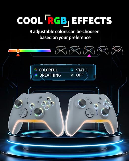 Bcofo Wireless Mobile Game Controller for iOS/iPhone/Android/Cell Phone/Switch/Laptop, Gaming Gamepad with Phone Clip for Gamers, Hall Effect Triggers, Wired PC Control, with RGB LED Lighting/Vibration/6-Axis Gyro/Turbo (White) - Image 2