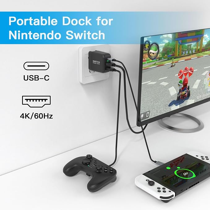 Switch Dock Charger for Nintendo Switch, Mirabox 36W Portable TV Docking Station with 4K@60Hz HDMI/USB2.0/PD USB-C Fast Charging Ports, Full-Featured USB-C Cable Included - Image 7