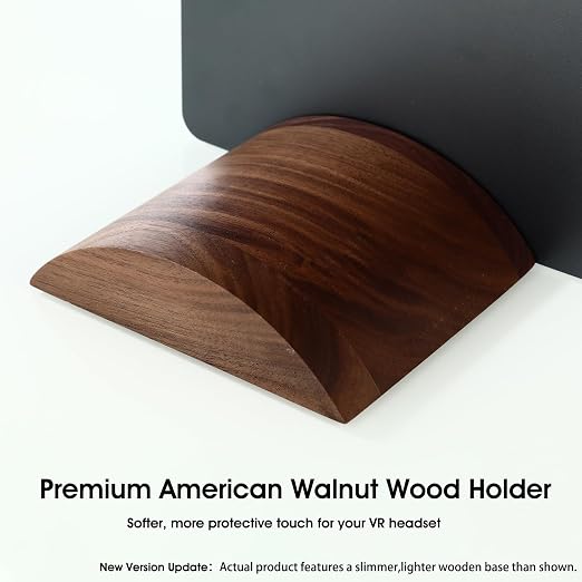 NIRVASH Walnut VR Headset Wall Mount Holder, Wood VR Wall Stand Storage Hook Compatible with Meta/Oculus Quest 3, 2, 3S, Vive Display Hanger, Game Room Decor Vintage Gift Organizer Shelf (No Charger) - Image 4