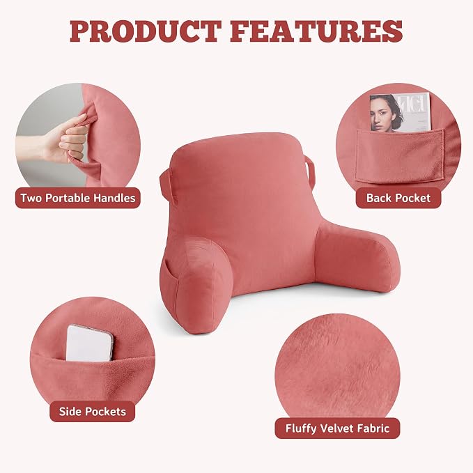 Reading Pillow for Bed,Back Pillow for Bed Sitting Up,Lumbar Support Pillow - Image 6