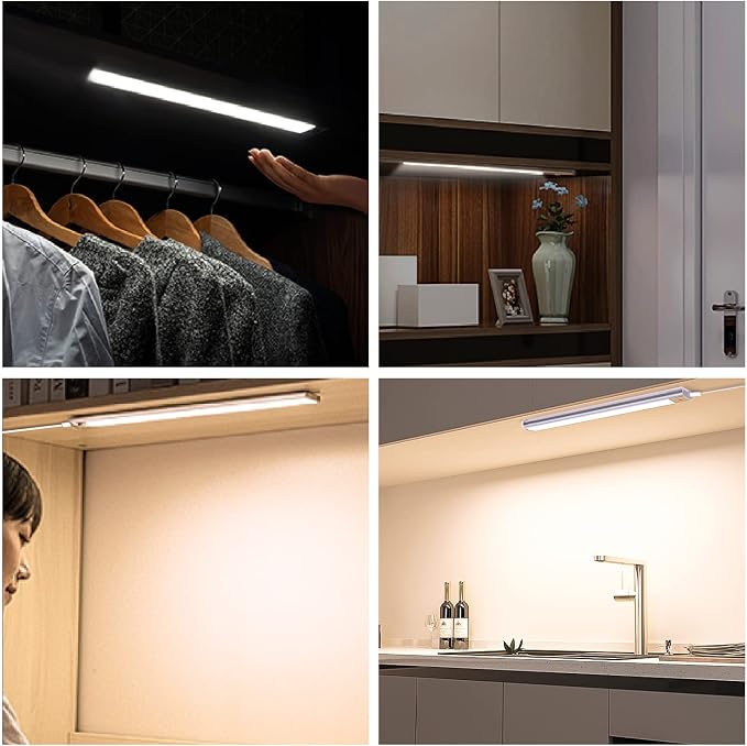 VST Hand Wave Activated Under Cabinet Lights Plug in, Closet Lights, Stepless Dimming Lighting for Kitchen Shelf Cupboard Closet Workbench (12in 3Pack 4000K) - Image 6