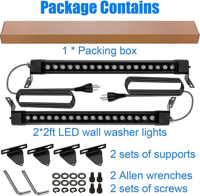 HNRLOY Outdoor Wall Washer Lights 2 Pack,36W 5000K Daylight White Wall Washer Lighting,2FT 120V LED Linear Wall Wash Light Bar for Garden,Backyards,Building,Courtyards Lighting - Image 8