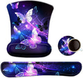 ToLuLu Keyboard Wrist Rest Pad Ergonomic Mouse Pad Set, Gel Mouse Pad for Computer Laptop, Non Slip Mousepad Keyboard Wrist Support Raised Memory Foam for Easy Typing Pain Relief, Art Butterflies by ToLuLu