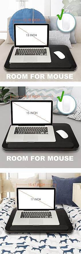 Prestige Import Group Portable Lap Desk with Built-in Mouse Pad, Wrist Pad, Tablet Holder, Cushioned Bottom in Black Oak - Fits up to 17" Laptops - Image 3