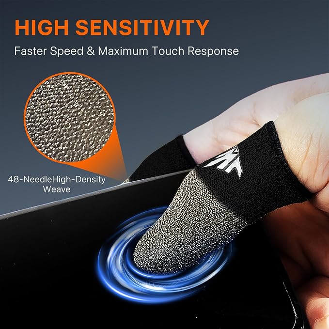 12 Pack Pure Silver Gaming Finger Sleeves Anti Slip Sweat Proof Covers Mobile Phone Gaming Gloves 0.15mm Dedales Gamer Profesionales Sensitive Touch Durable Gaming Thumb Sleeve for Pubg - Image 3