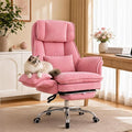 Office Chair with Flip Armrests & Foot Rest,Criss Cross Legged Home Office Desk Chair with Pet Seat,Ergonomic Reclining Computer Gaming Chair,High Back Executive Chair with Lumbar Pillow (Pink) by BOWTHY