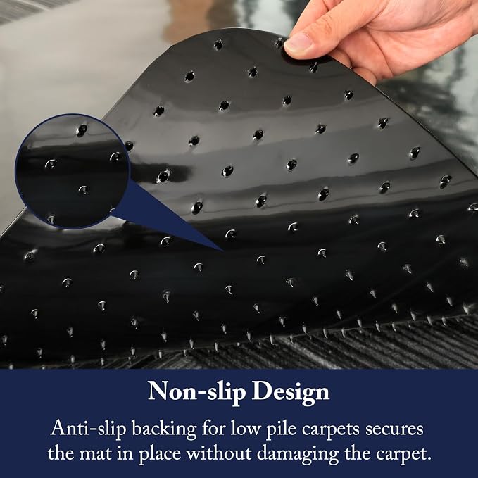 Desk Chair Mat for Carpet 36"x48" for Low Pile Carpets, Black | Non-Slip Studded,2.2MM Thick Carpet Chair Mat，Transparent PVC Computer Chair Mat, Easy Glide, Scratch-Resistant - Image 6