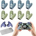 JWH 16 PCS Mobile Gaming Finger Sleeves for Dedales Gamer Profesionales Silver Fiber Thumb Sleeves with Pubg Controller Anti Slip Sweat Proof Finger Gloves (8XBlue+8XGreen+Box+Game Controller) by JWH