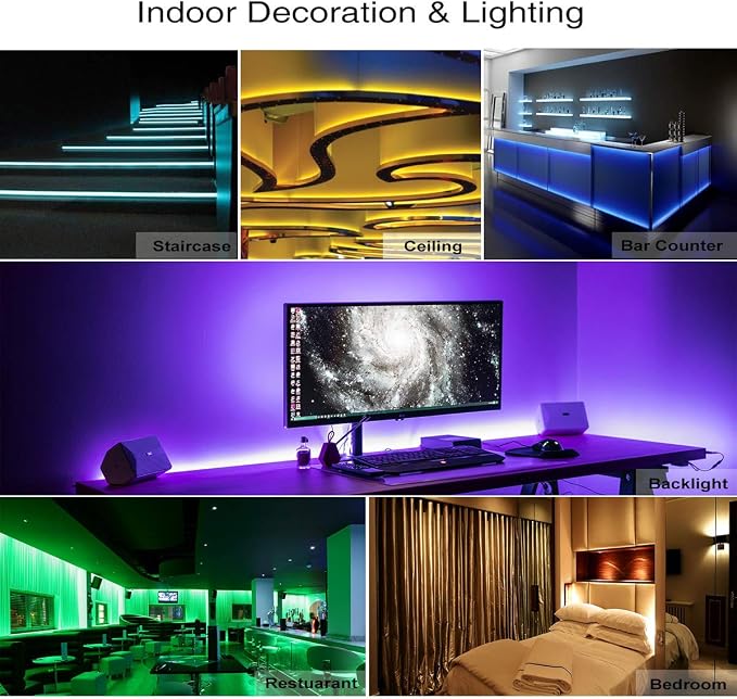 DAYBETTER Led Strip Lights 16.4ft Waterproof Color Changing Led Lights with Remote Controller - Image 8