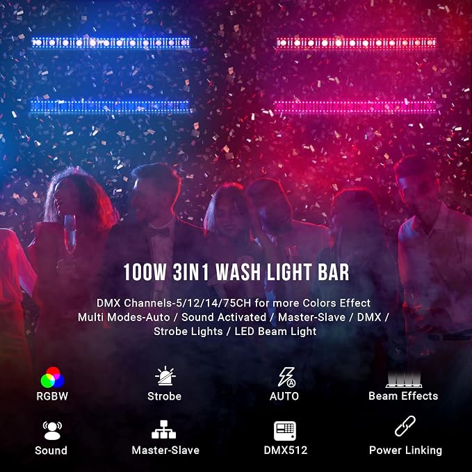 100W 264LED Stage Wash Light Bar for DJ Party - Image 2