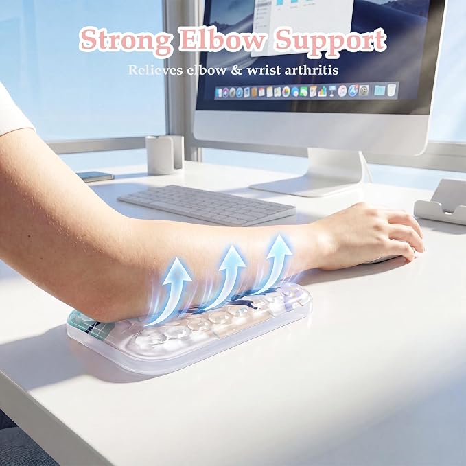 Ospelelf Desk Elbow Rest Pads, Gel Arm Rest Pad Support for Keyboard | Ergonomic Support for Computer Typing & Mouse, Office Home Use, Heat Resistant, Pink Plant - Image 4