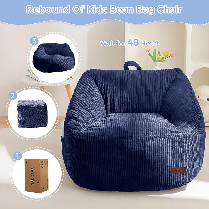 MAXYOYO Kids Bean Bag Chair, Convenient Bean Bag Sofa with Handle | Comfy Toddler Chair for Boys and Girls, Accent Sofa Chair with Pocket for Gaming Reading, Navy - Image 6