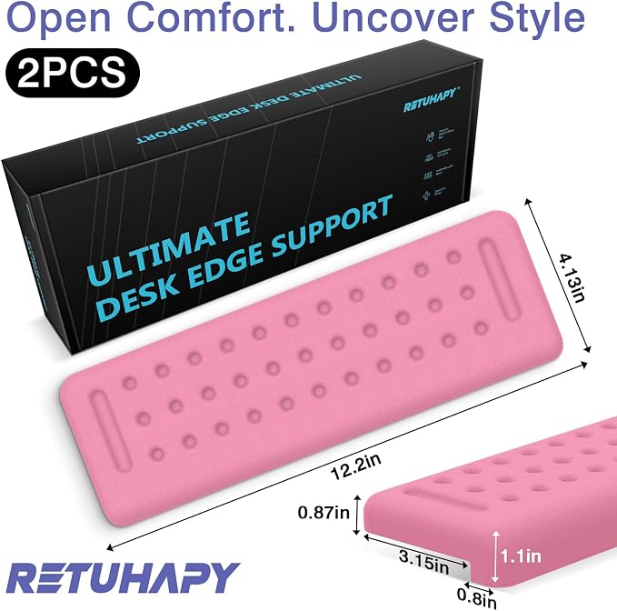 L-Shaped Desk Edge Cushion, 2 PCS Elbow Rest for Desk, Pink | Memory Foam, Ergonomic Support, Elbow Pad & Arm Rest for Palm, Wrist & Forearm, Non-Slip & Separate Design, Office & Home - Image 7