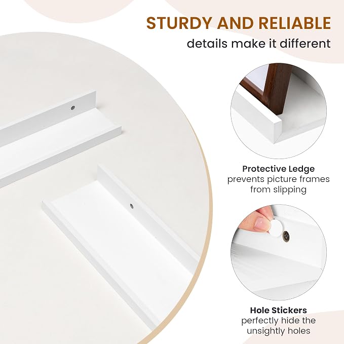 Picture Ledge Shelf, Floating Shelves for Wall Decor, White, Set of 6, 30'' - Image 4