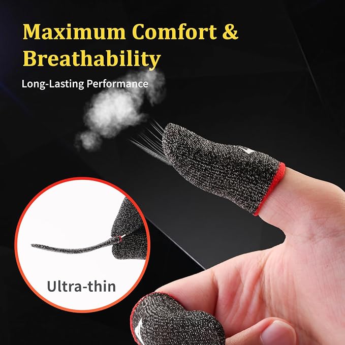 10 Pack Finger Sleeves for Gaming,Thumb Sleeves for Mobile Gaming,Anti Sweat,Ultra Thin,0.15mm Silver Fiber,Suitable for Most Gamers,Gaming Finger Gloves for PUBG COD Dedales Gamer,Covers - Image 3