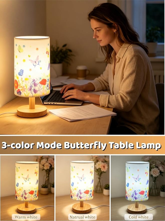 Butterfly Kids Table Lamp,Cute Bedside Lamps for Girls Bedroom Decorations - Image 2