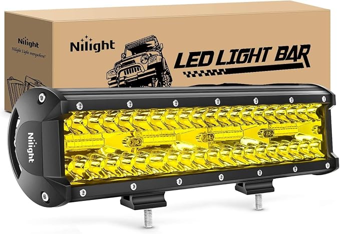 Nilight - 18033C-A 12 Inch 240W Amber Lights Triple Row Spot & Flood Combo 30000LM Bar Driving Boat Led Off Road Lights for Trucks, 2 Years Warranty by Nilight