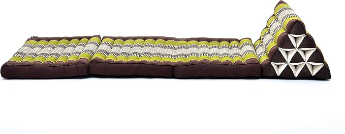 Leewadee - Comfortable Japanese Floor Mattress Used As Thai Floor Bed with Triangle Cushion, Futon Mattress Or Thai Massage Mat, 67 x 21 inches, Brown Green - Image 9
