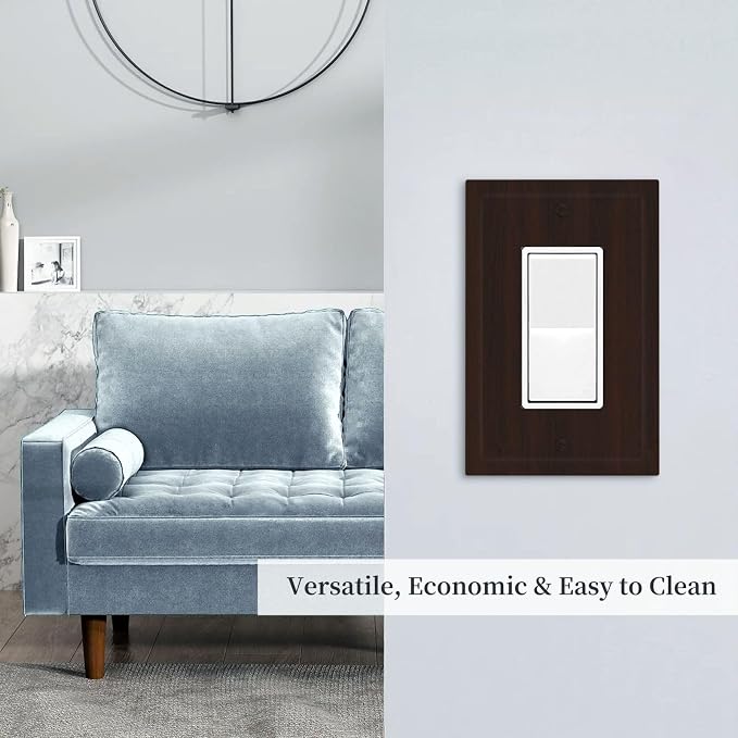 Decorative Outlet Covers Rustic Vintage Dark Brown Wood Grain 1 Gang Rocker Light Switch Covers Single Gfci Wall Plate Electrical Receptacle Switchplate Plug Faceplate for Farmhouse Decor - Image 8