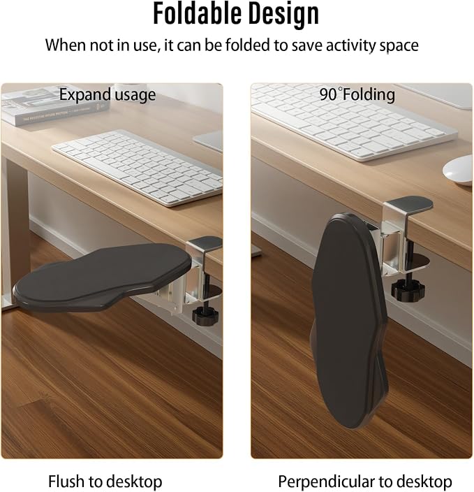 Ergonomic Arm/Elbow Rest for Desk, Foldable Rotating Black | Foldable, Rotatable, Computer Desk, Office & Gaming Comfort - Image 7